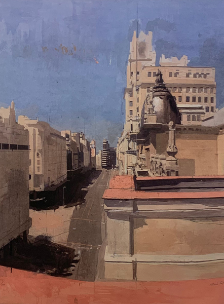 Artista: Antonio López Título: Gran Vía, 1 de agosto, 13:00 horas Técnica: Litografía y aguafuerte Medidas: 75.4 × 70.5 cm